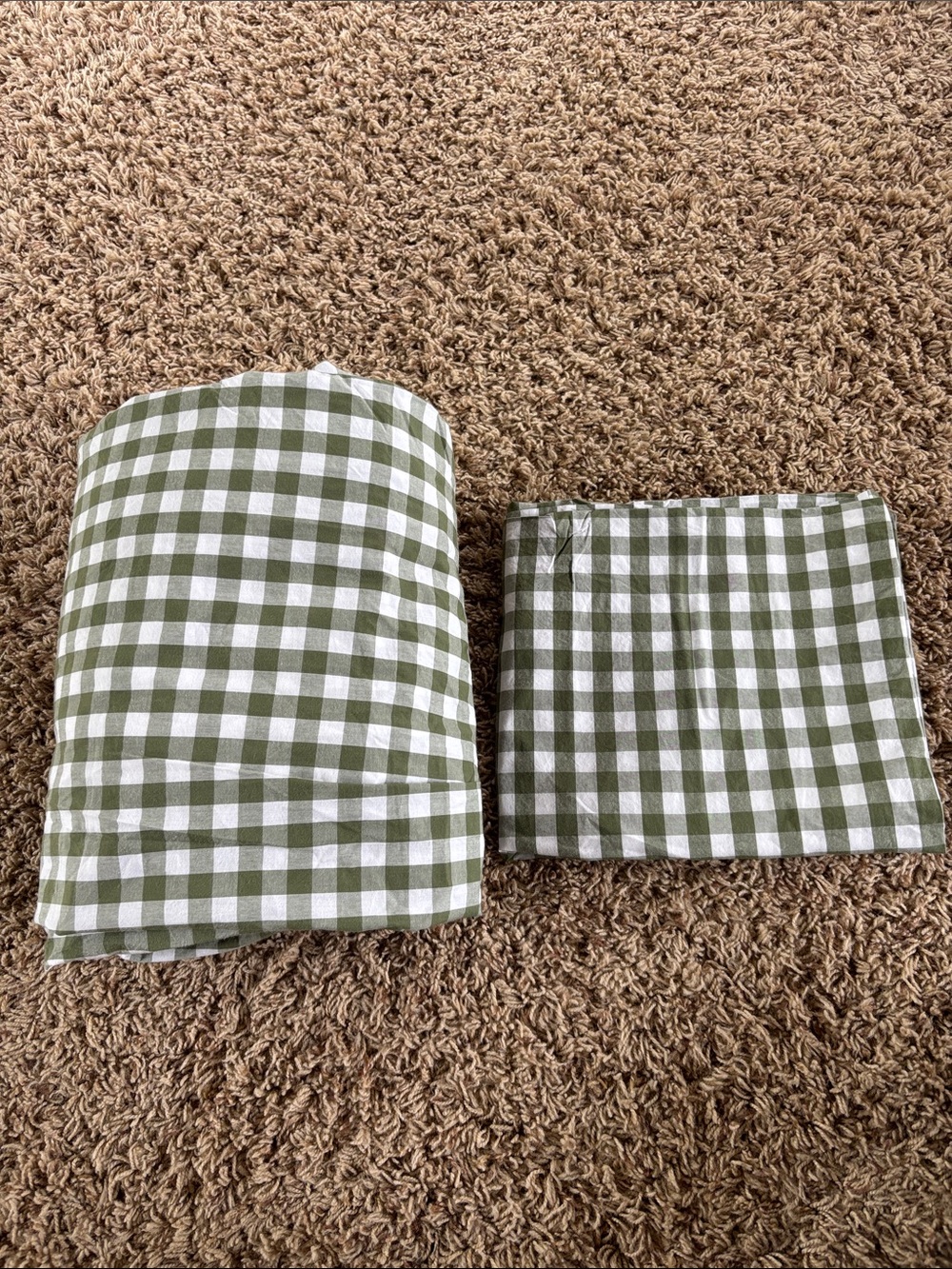 Quince King Olive Green Gingham Fitted Sheet & 1 Pillowcase Organic Cotton